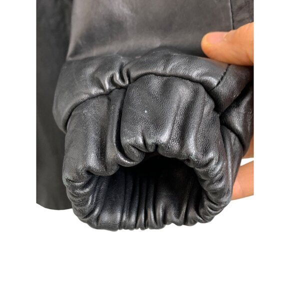 VTG Womens Worthington Size L Lambskin Leather Coat Black EUC Pockets 7025 - Picture 3 of 11